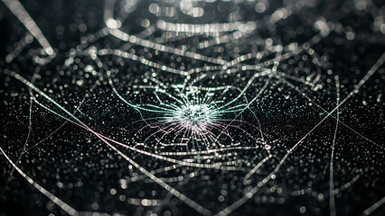 cracked screen background with illuminated shattered glass texture on a dark technology interface useful for abstract digital damage and display issues.
