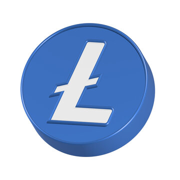 lite coin icon 3d render blue color