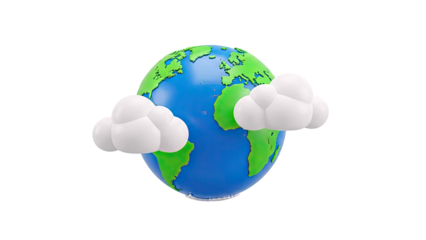 3D Cartoon Earth with Clouds