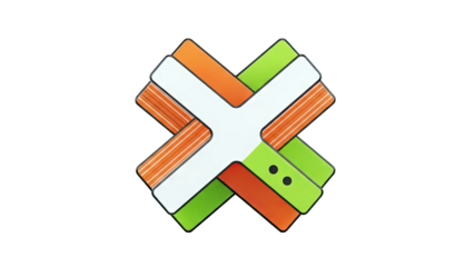 Abstract X Shape with Interlocking Orange and Green Stripes