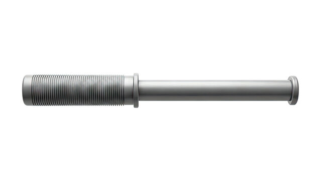 Silver cylindrical grip with ribbed texture