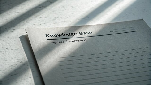 Knowledge Base Document on Table with Shadows Highlighting Organized Comprehension for Effective Learning - Powered by Adobe