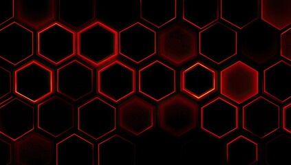 Honeycomb pattern of glowing red-orange hexagons on a dark background