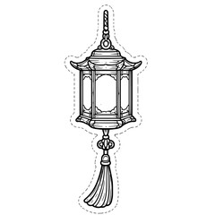 Black and white lantern line art clipart with clean outline style. Perfect for Lunar New Year and festival crafts, coloring pages, worksheets, bulletin boards, stickers, and classroom decorations.