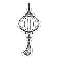 Black and white lantern line art clipart with clean outline style. Perfect for Lunar New Year and festival crafts, coloring pages, worksheets, bulletin boards, stickers, and classroom decorations.