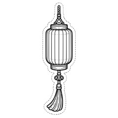 Black and white lantern line art clipart with clean outline style. Perfect for Lunar New Year and festival crafts, coloring pages, worksheets, bulletin boards, stickers, and classroom decorations.