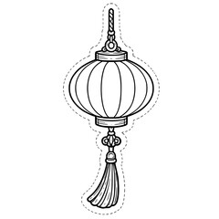 Black and white lantern line art clipart with clean outline style. Perfect for Lunar New Year and festival crafts, coloring pages, worksheets, bulletin boards, stickers, and classroom decorations.