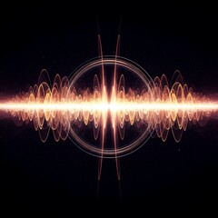 Highly complex digital visualization of deep energy resonance. Vibrant sonic waveform simulation suggesting vibration and ethereal movement, overlap, deep, blue