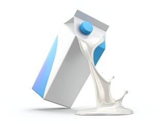 Carton of liquid pouring and splashing onto a white surface
