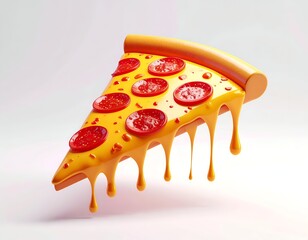 A single, cartoonish pizza slice with melted cheese and pepperoni