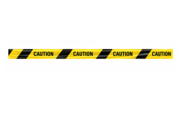 Caution tape creating a warning barrier, restricting access and indicating danger or a no entry zone, transparent background