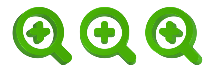 search plus icon 3d render green color