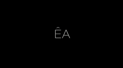 Minimalist white 'ÊA' text with circumflex accent on a plain black background, simple typography design