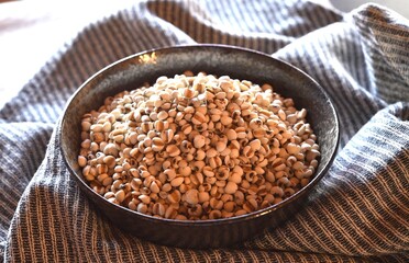 Job's tears in black bowl-Healthy food.