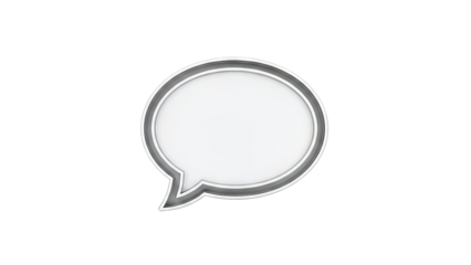 3D Rendered Speech Bubble with Metallic Border