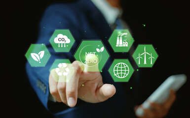 Reduce greenhouse gas emissions, the concept of carbon neutral and net zero. natural environment Climate-neutral long-term strategy