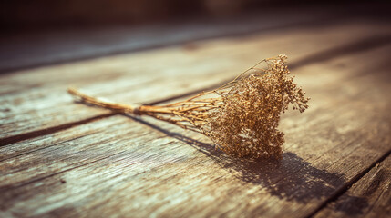 Dry Herb on Wooden Surface