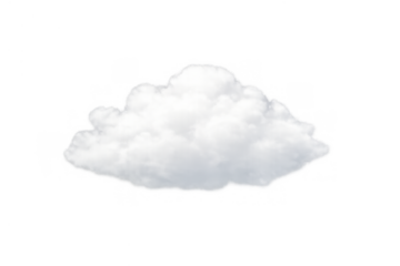 Isolated fluffy white cloud floating, creating weather, climate, and atmospheric element with transparent background