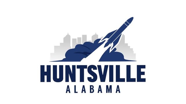 Huntsville Alabama with rocket silhouette