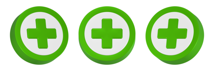 medic button icon 3d render green color