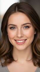 Smiling Woman with Brown Hair Portrait.