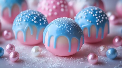 Sweet, spherical treats in pastel pinks and blues