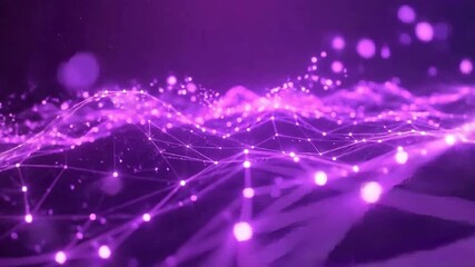 Abstract purple network background with glowing nodes and connecting lines, creating a futuristic and dynamic scene. - Powered by Adobe
