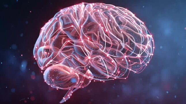 Otak Manusia dengan Koneksi dan Simpul yang Bersinar