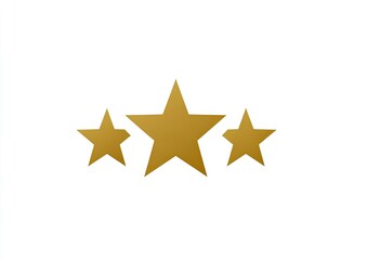 Three gold stars, one large center star, flanked by smaller ones, on white