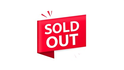 Red and white banner with "SOLD OUT" text against a white backdrop