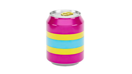 Colorful Can with Pink, Yellow, and Blue Stripes