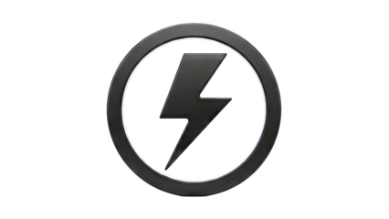 Black Lightning Bolt Icon Inside a Circle