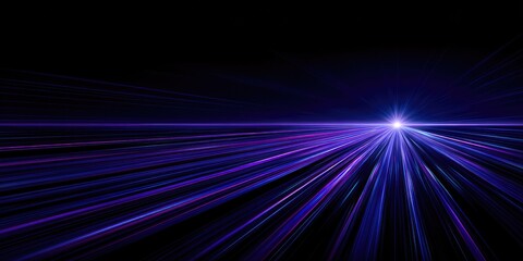 Abstract light streaks converge to a bright spot on a dark background