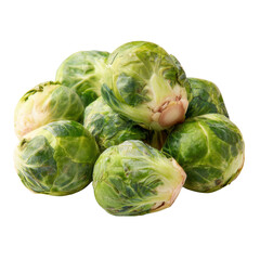 Fototapeta premium Pile of fresh green Brussels sprouts isolated on black background vegetable, Png On White Background, Isolated on Transparent Background, Cut Out