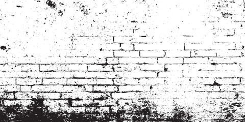 Black dotted textured background, noisy gritty dot halftone effect. Texture of old cracked brick wall with  black texture as brick wall shape on white background Vector. Use for decoration, aging 