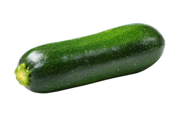 Single green zucchini vegetable with light speckles on black background food fresh, Png On White Background, Isolated on Transparent Background, Cut Out