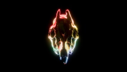 Chromatic Deer Skull on a Black Background 4K Horizontal Front Facing