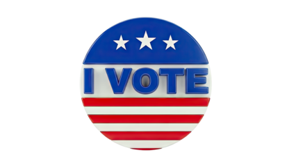 I Vote Button with American Flag Design