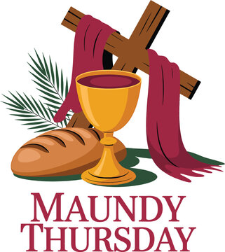 Maundy Thursday Symbol Cross Wine Bread
