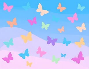 Pastel butterflies on a gradient background