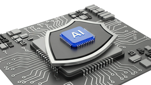 AI Security Chip on Circuit Board - Powered by Adobe