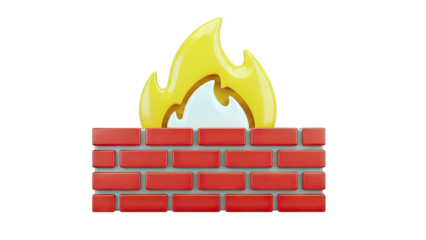Firewall Icon with Flames