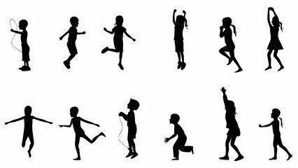 Fototapeta premium Children playing and exercising in various dynamic poses