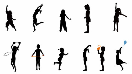 Obraz premium Children playing and exercising in various fun poses