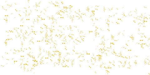 Large Golden Confetti and Spiral Streamers Over White Background for Wedding and Birthday Party