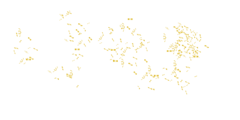 Scattered Clusters of Golden Ribbons and Confetti for Playful Festive Holiday Backgrounds