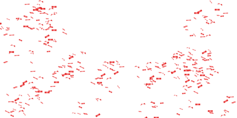 Scattered Bright Red Confetti Exploding Across a Pure White Background, Ideal for Celebration and Joyful Events