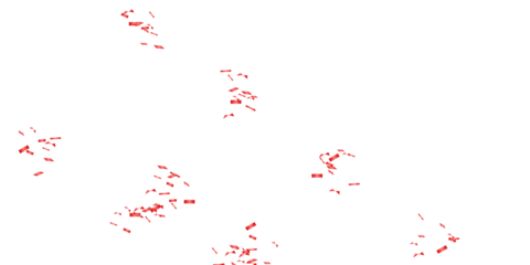 Sparse Red Confetti Particles Scattered Randomly, Minimalist Celebration Design Element on Clean White Background