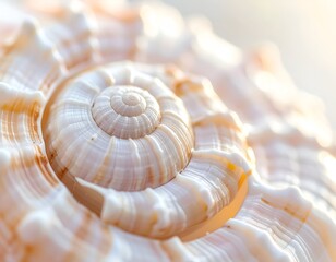 Obraz premium Close-up of a spiral seashell showing delicate textures & details
