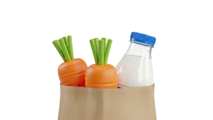 Carrots and Milk in a Paper Bag